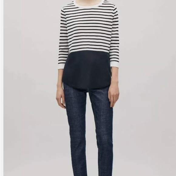 COS silk layer striped 3/4 sleeve blouse size medium - Picture 2 of 8